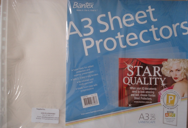 Bantex 2037 Landscape A3 Sheet Protector 120 Micron Pack 25